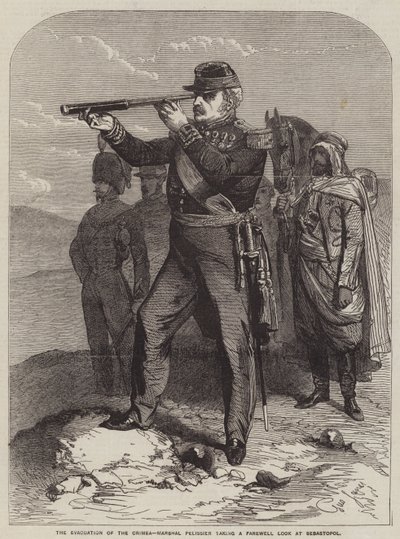 The Evacuation of the Crimea, Marshal Pelissier taking a Farewell Look at Sebastopol by Gustave Janet